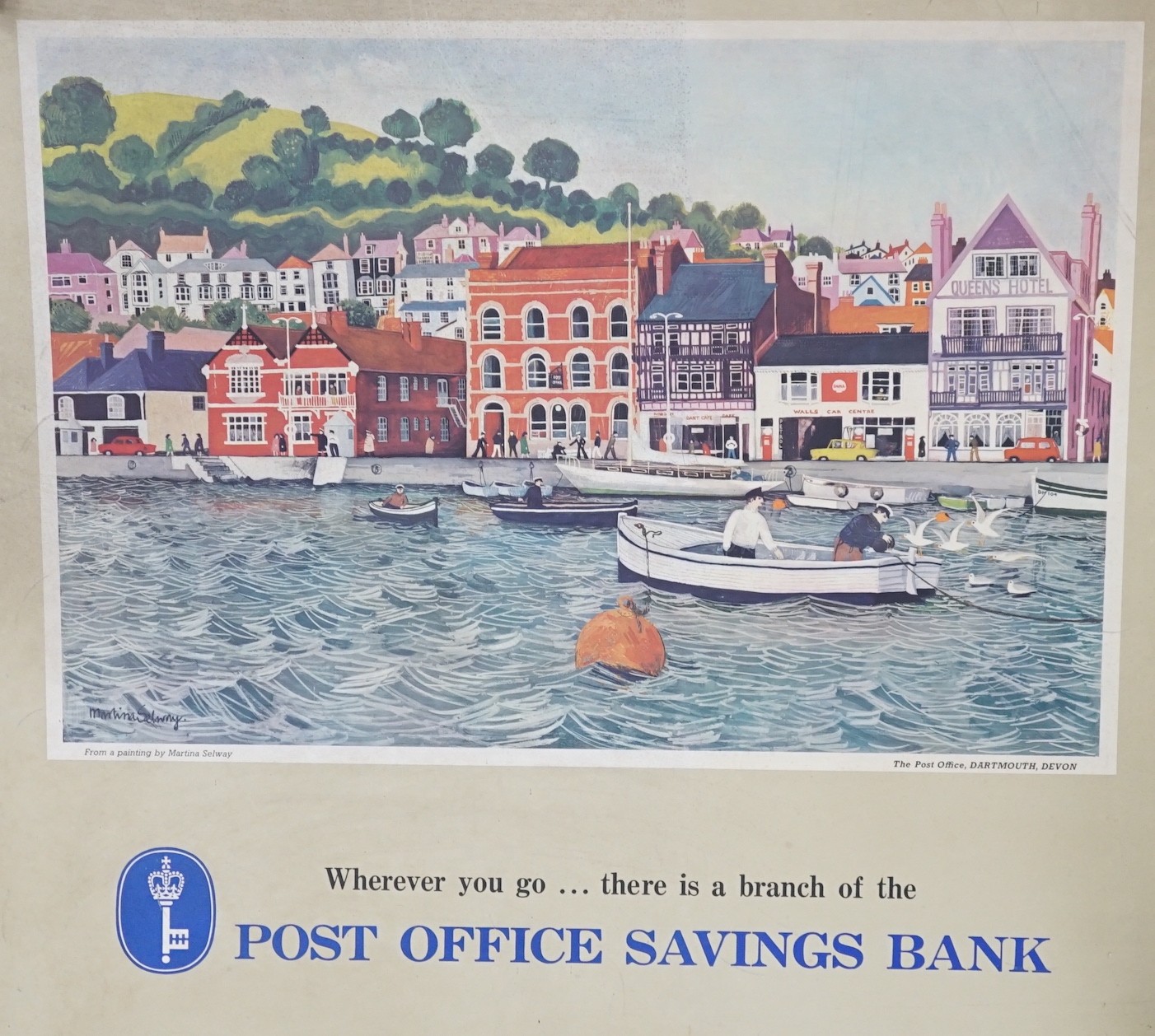 Martina Selway, lithograph, poster for 'The Post Office, Dartmouth, Devon', laid on board, 89 x 100cm, unframed